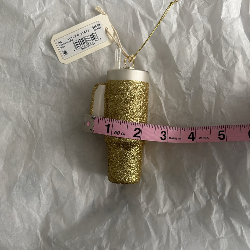 Sparkly Gold KAIT CUP (Stanley) Hanging Ornament - Picture 7 of 9